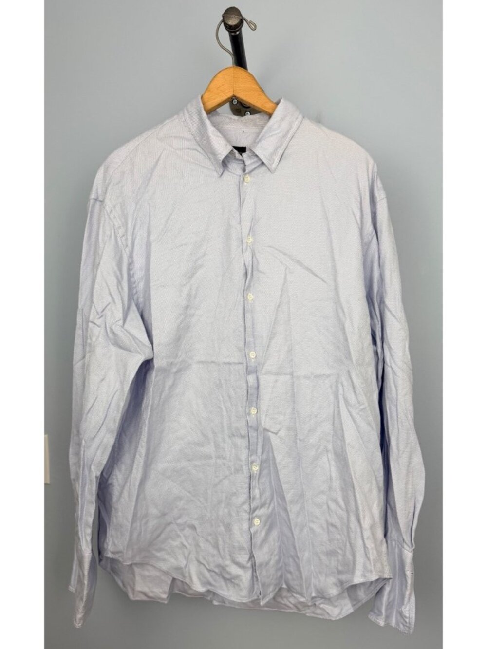 Giorgio Armani Black Label Mens 43/17 Blue Button-Down Shirt French Cuffs Italy